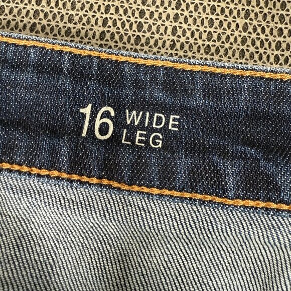 A.N.A Womens Size 16 Blue Wide Leg Button-Fly High-Waist Cropped Denim Jeans - Picture 4 of 11